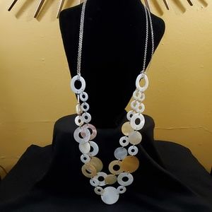 LOFT Cream Disc 2-Tier Necklace #138